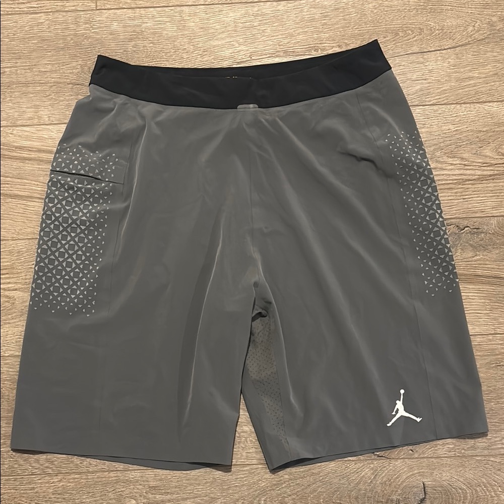 Jordan Gray and Black Athletic Shorts with Moisture-Wicking Fabric